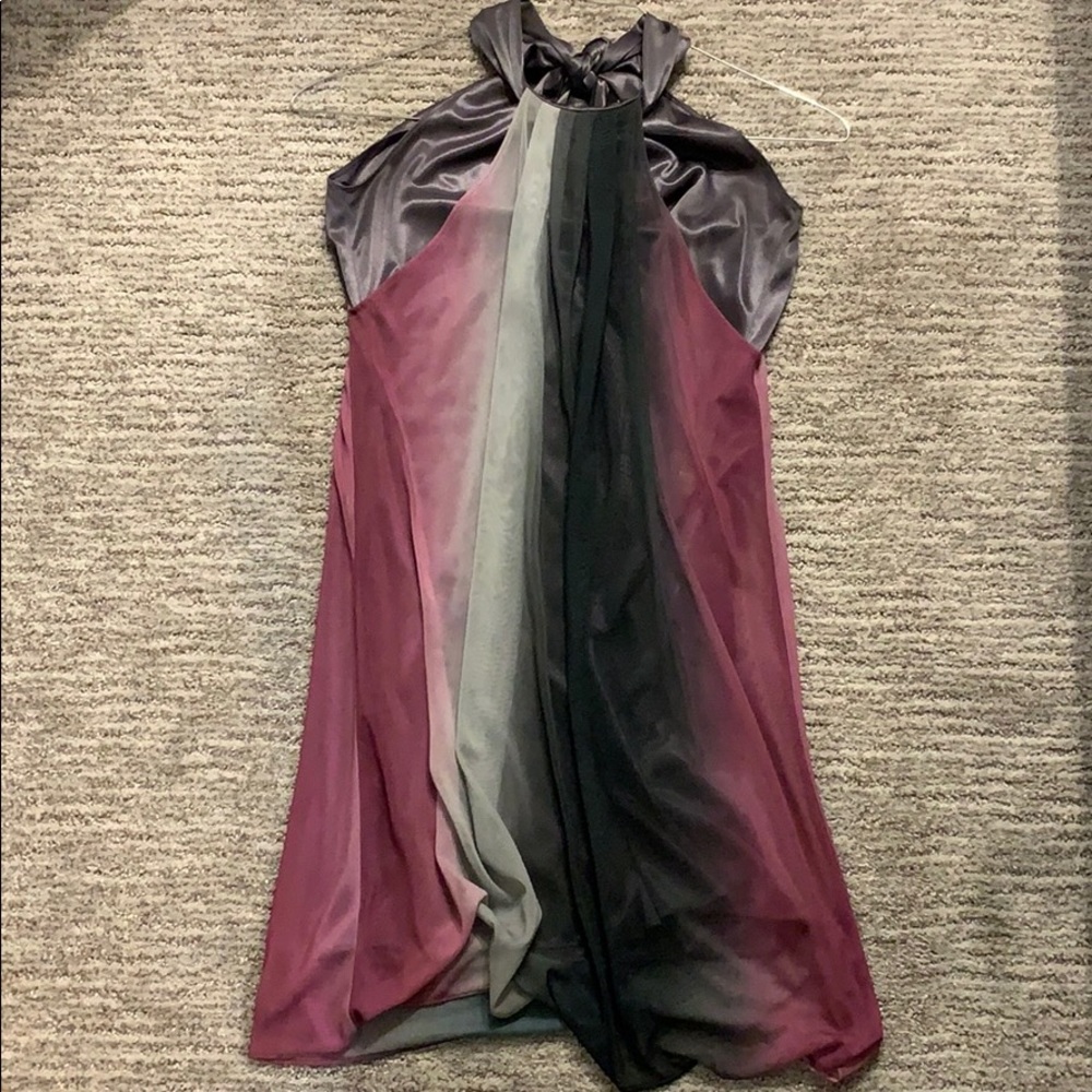 Silver and purple high neck shift dress